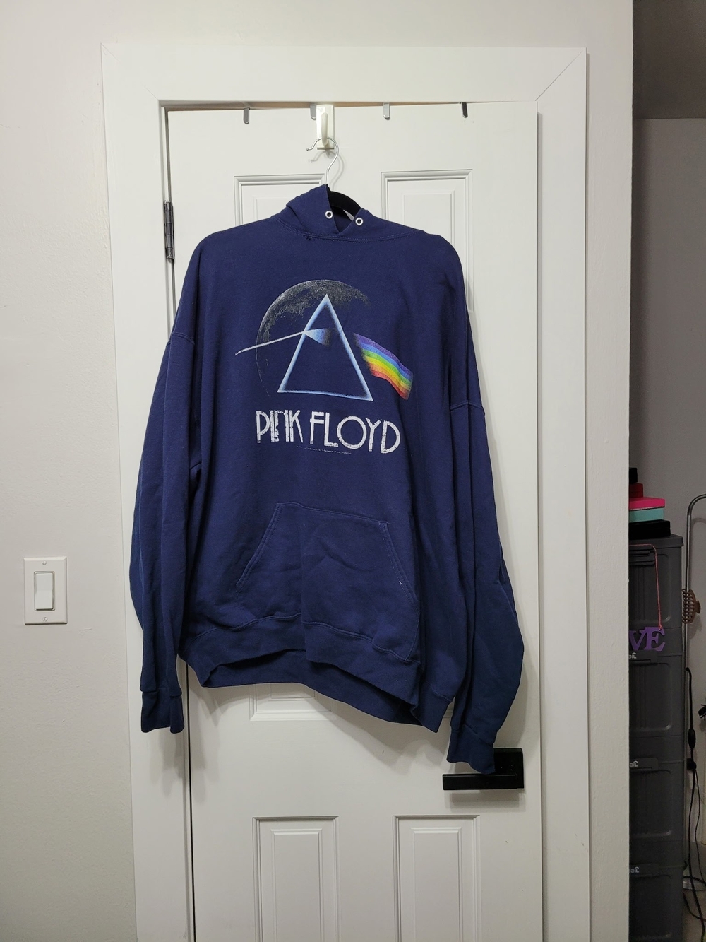 Pink Floyd Navy Zip-Up Hoodie with Prism Rainbow Graphic